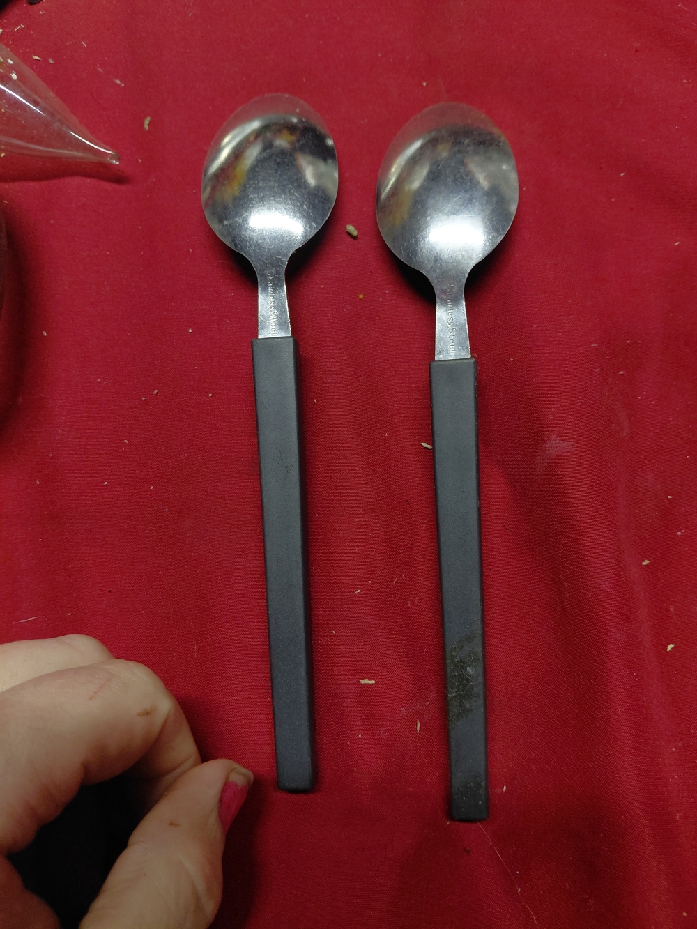 vintage Stanley Roberts stainless steel demitasse spoons  black Handles